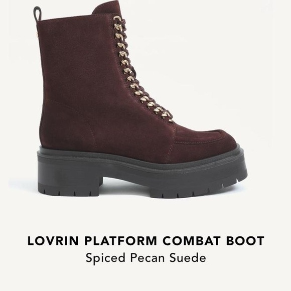 Sam Edelman Lovrin Burgundy Suede Platform Combat Boots 7 NWT - Picture 2 of 8